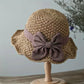 French Bow Straw Hat 👒 Breathable weave, wide wavy brim, sun protection, slimming effect, adjustable to stay in place, folds up to fit in your bag 🌊