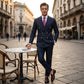 Men's pinstripe suit 👔 Visually slimming and elongating, double-breasted with peak lapel, slim fit 💼 Suitable for business and weddings 🏆