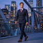 Men's pinstripe suit 👔 Visually slimming and elongating, double-breasted with peak lapel, slim fit 💼 Suitable for business and weddings 🏆