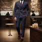Men's pinstripe suit 👔 Visually slimming and elongating, double-breasted with peak lapel, slim fit 💼 Suitable for business and weddings 🏆