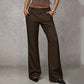 Women's high-waisted wide-leg pants 👖 elongate the legs, drape well, wrinkle-resistant, versatile solid color, suitable for both work and leisure 💼