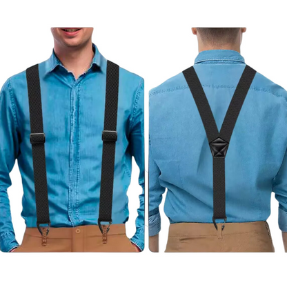 Anti-slip shoulder straps 👖 Wide elastic + strong hooks, metal adjuster, durable polyester, suitable for both workwear and outdoor use 🔧