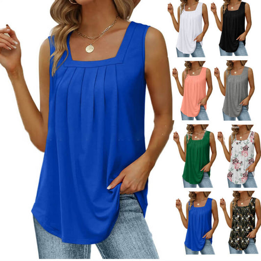📢📢 50% OFF !! ⏰ Women's Square Neck Sleeveless Vest Top – Flattering Neckline, Soft Stretch Fabric & Effortlessly Chic 🌸✨