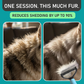 Pet grooming comb ✨ One side combs out tangles, the other removes loose hair. Rounded teeth easily remove hair, leaving it clean with just one swipe 🧹