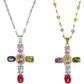 💎 50% OFF!! ✝️ Colorful Necklace with Rhinestone Cross Pendant – Vibrant Sparkle, Adjustable Length & Meaningful Statement ✨