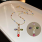 💎 50% OFF!! ✝️ Colorful Necklace with Rhinestone Cross Pendant – Vibrant Sparkle, Adjustable Length & Meaningful Statement ✨