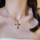 💎 50% OFF!! ✝️ Colorful Necklace with Rhinestone Cross Pendant – Vibrant Sparkle, Adjustable Length & Meaningful Statement ✨