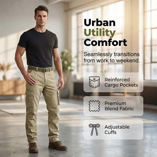 🧥 Men's Tactical Cargo Pants | Multiple Pockets 📦 Durable Cotton Blend 💪 Loose, Structured Knees 🦵 Adjustable Waistband and Leg Openings 🎛️