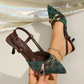 👠✨💃 SPECIAL OFFER -50%! Pointed Toe Pumps with Metal Chain – Stiletto Heel, Back Strap & Monogram Print