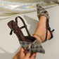 👠✨💃 SPECIAL OFFER -50%! Pointed Toe Pumps with Metal Chain – Stiletto Heel, Back Strap & Monogram Print