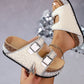 👡 50% OFF! ✨ Sandals with Double Buckles & Cork Heels – Elegant Design, Comfortable Fit & Perfect for a Stylish Summer Look 💎
