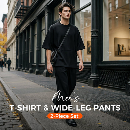 🥳SUMMER HOT SALE🥳💞50K+ SOLD!💥50% OFF! 🔥Men's T-Shirt & Wide-Leg Pants 2-Piece Set