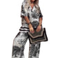👚50% OFF NOW! 🌸 Women's Casual Printed V-Neck Set – Soft & Breathable – V-Neck Top & Long Pants 🍃