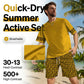 👕 50% OFF! 💛 Men's yellow graphic print short-sleeve workout set – Comfortable, sporty, and perfect for workouts and leisure – Pilling-resistant & breathable cotton 🔥