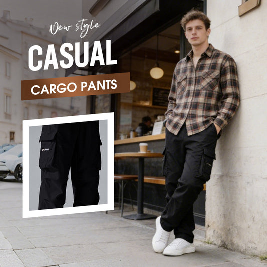 👖 50% OFF NOW! 🛠️ Men's stretch pants with pockets – Multiple pockets & drawstring waist – Casual straight-leg pants – perfect for work, travel, or active days 🏃‍♂️