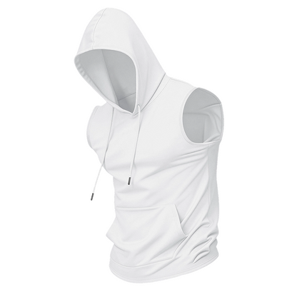 🔥 Sleeveless Hooded Sports Top💧 Moisture-wicking · Quick-drying and friction-resistant🧢 Hooded for sun protection and wind resistance · 🏋️ Perfect for weightlifting, running, or casual wear