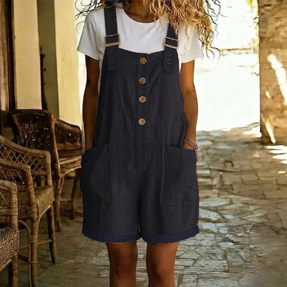 👖 50% OFF! ✨ Retro solid-color jumpsuit – adjustable shoulder straps, large pockets, and a relaxed fit – the perfect casual summer essential ☀️