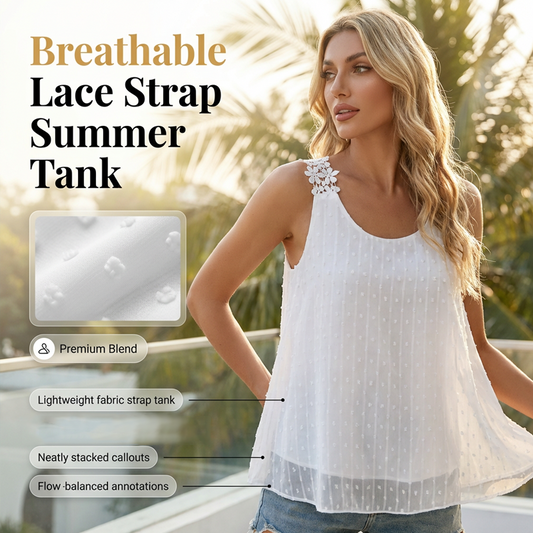 👕✨ 50% OFF – FOR A LIMITED TIME ONLY! Elegant tank top with lace straps and a polka-dot pattern – Casual, feminine, and perfect for summer and everyday wear ✨