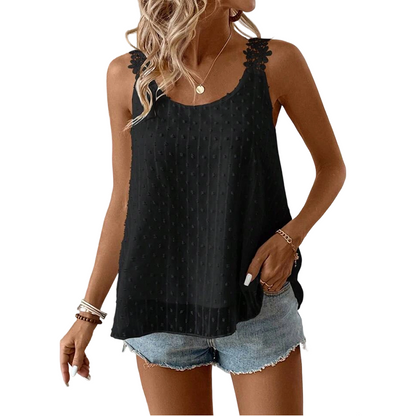 👕✨ 50% OFF – FOR A LIMITED TIME ONLY! Elegant tank top with lace straps and a polka-dot pattern – Casual, feminine, and perfect for summer and everyday wear ✨