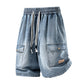 👖 50% OFF! 🏙️ Men's Loose-Fit Denim Cargo Shorts – High Street Style & Adjustable Fit 🛹