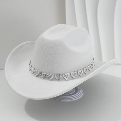 🤠 50% OFF NOW! 💖 Women's Rhinestone Heart Cowboy Hat – Elegant French jazz fedora – Sparkly detail, lightweight & adjustable – perfect for festivals, parties or chic summer style 🎶