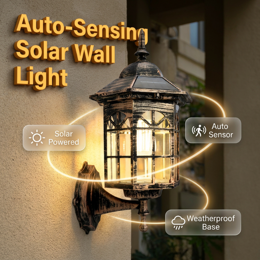 💡 Motion-Sensor Solar Wall Light | Three Lighting Modes · Weather-Resistant and Rainproof | Porch/Patio/Outdoor Night Lighting