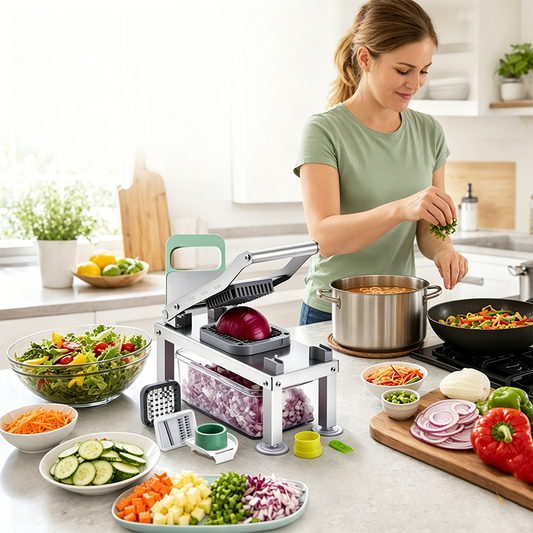 🔥50% OFF🥔 Multifunctional Vegetable Cutter | Interchangeable Blades for Dicing, Slicing, and Julienning · 420 Stainless Steel, Rust-Resistant