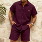👕 50% OFF NOW! 🩳 Men's Waffle Knit Short Sleeve Shirt & Shorts Set – Soft textured fabric, breathable & relaxed fit – Perfect for summer loungewear & casual outings ☀️