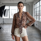 🎁New Arrivals 50% OFF🌸 Leopard V-Neck Tie Top – Wild Feminine Flair ⏰