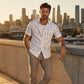 ☀️👔Men’s Geometric Print Relaxed-Fit Button-Down Shirt – Soft Summer Feel, Roomy Comfort & Vacation-Ready Style✨