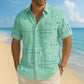 ☀️👔Men’s Geometric Print Relaxed-Fit Button-Down Shirt – Soft Summer Feel, Roomy Comfort & Vacation-Ready Style✨