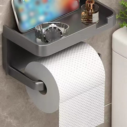 🚽 50% OFF! 🧻 Wall-Mounted Toilet Paper Holder with Shelf – PP – No Drilling Required & Waterproof for the Bathroom
