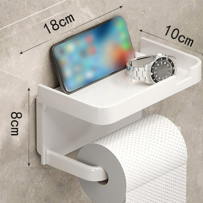 🚽 50% OFF! 🧻 Wall-Mounted Toilet Paper Holder with Shelf – PP – No Drilling Required & Waterproof for the Bathroom