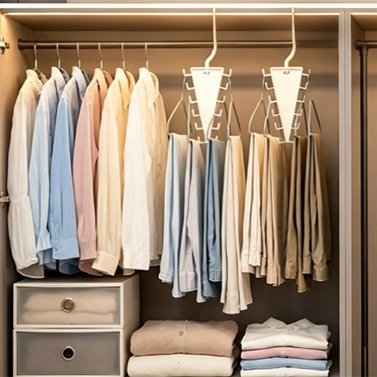 🥳2026 HOT SALE🥳💞50K+ SOLD! 🧣🧢 50% OFF! Triangle Closet Organizer – V-shaped design hangs belts, scarves & ties neatly on both sides. 360° rotating hook – grab what you need without rummaging. Perfect for small wardrobes! 🏠✨