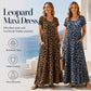 🌸 50% OFF NOW! 🌸Women's Leopard Print Maxi Dress with Pockets Casual Short Sleeve Long Dress