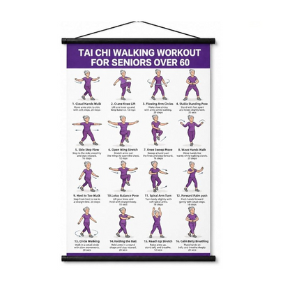 🧘 50% OFF NOW! 📋 Tai Chi Workout Poster for Seniors – Easy-to-follow moves, large print & illustrated – Gentle daily exercise for balance & flexibility 💪